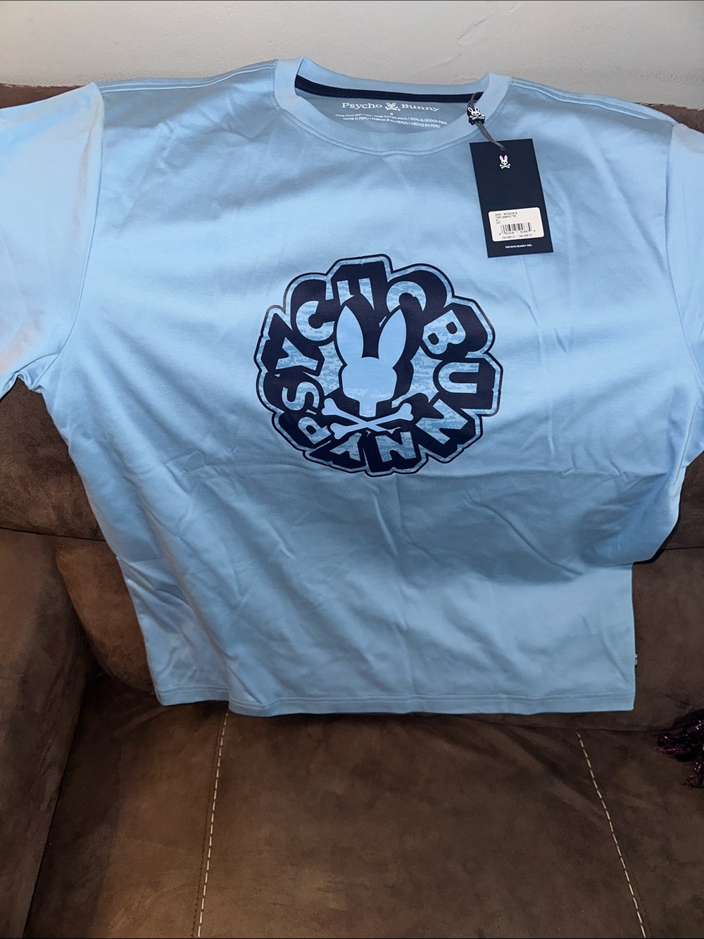 Psycho Bunny Kids Sky Blue Tee with Navy Logo
